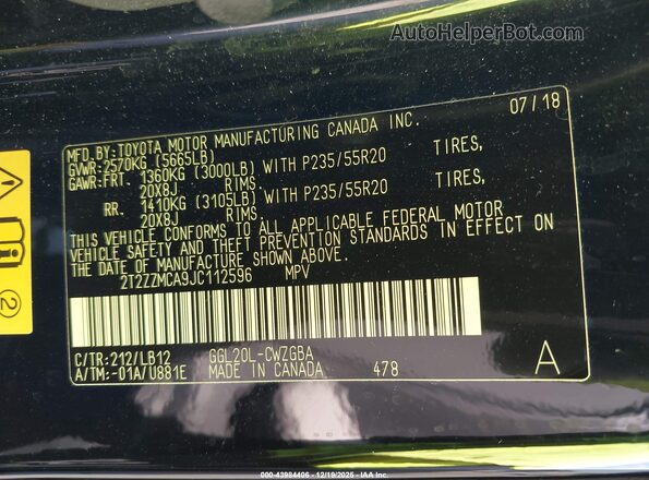 2T2ZZMCA9JC112596 2018 LEXUS RX 350 Black Widok komory silnika