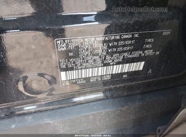 2T3W1RFV0RC275084 2024 TOYOTA LE Black Vista del compartimento del motor