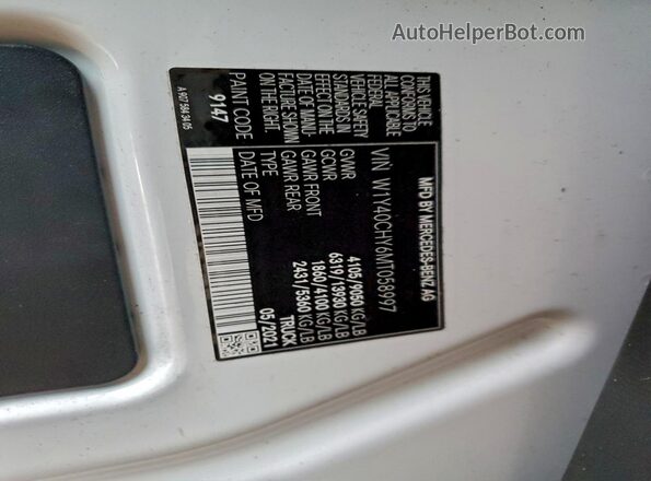 W1Y40CHY6MT058997 2021 MERCEDES-BENZ SPRINTER White 