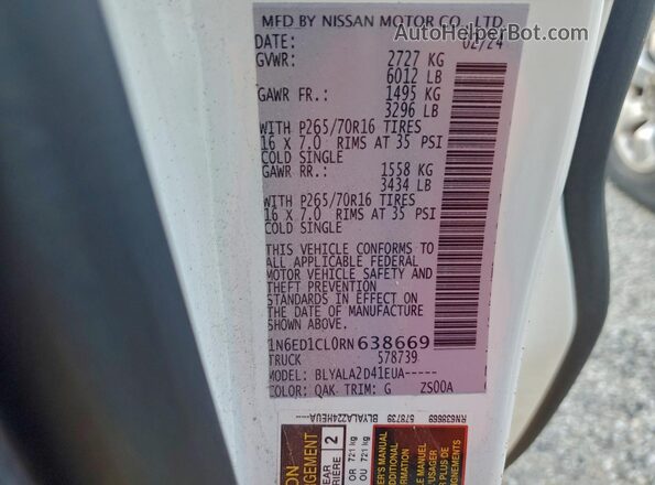 1N6ED1CL0RN638669 2024 NISSAN FRONTIER Белый Вид наклейки с VIN-кодом