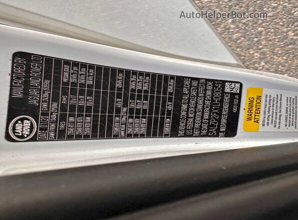 SALZP2FX1LH080541 2020 LAND ROVER RANGE White Вид задніх сидінь