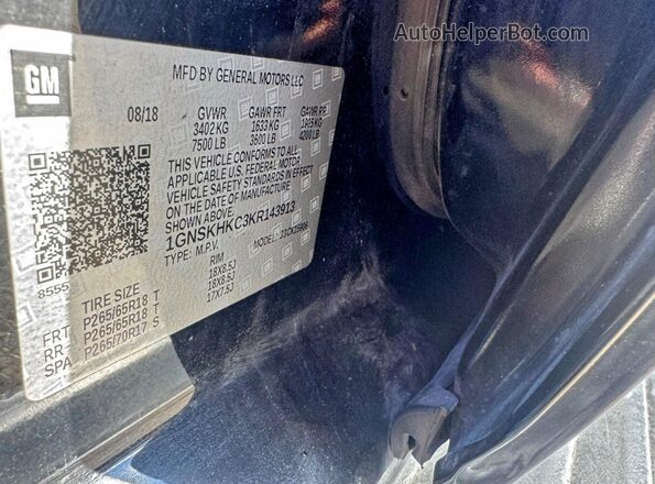 1GNSKHKC3KR143913 2019 CHEVROLET SUBURBAN Black 
