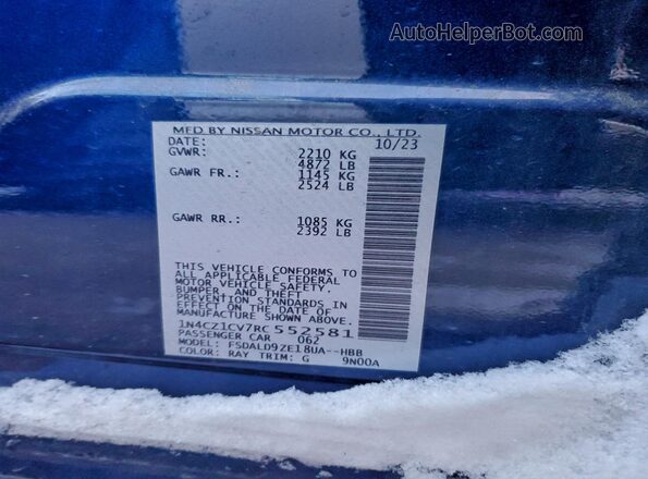 1N4CZ1CV7RC552581 2024 NISSAN LEAF Синий Вид наклейки с VIN-кодом