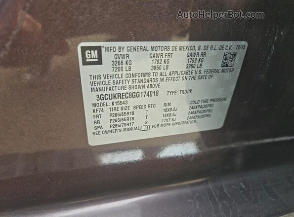 3GCUKREC8GG174018 2016 CHEVROLET ALL MODELS Brown 