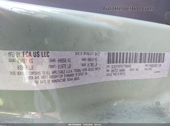 3C3CFFKR7HT700045 2017 FIAT 500 Green Engine compartment view