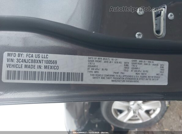 3C4NJCBBXNT100569 2022 JEEP COMPASS Серый Вид подкапотного пространства