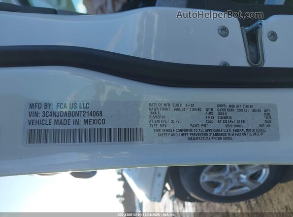 3C4NJDAB0NT214068 2022 JEEP COMPASS White Engine compartment view