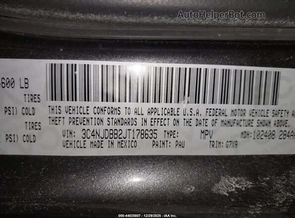 3C4NJDBB2JT178635 2018 JEEP COMPASS Серый Вид подкапотного пространства