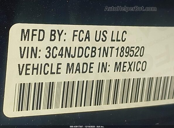 3C4NJDCB1NT189520 2022 JEEP COMPASS Black Вид підкапотного простору
