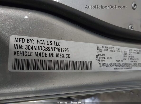 3C4NJDCB9NT161996 2022 JEEP COMPASS Gray Вид підкапотного простору