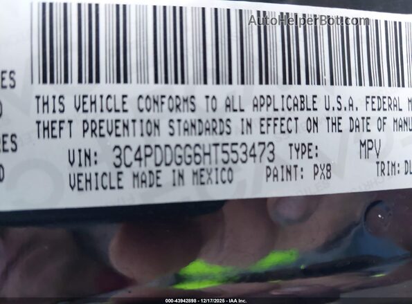 3C4PDDGG6HT553473 2017 DODGE JOURNEY Black Вид підкапотного простору