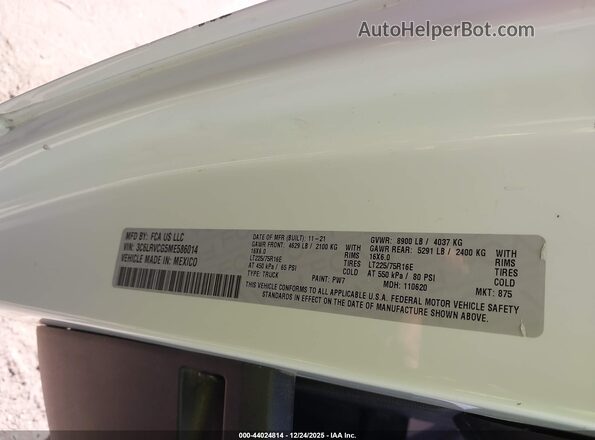 3C6LRVCG5ME586014 2021 RAM PROMASTER 2500 White 