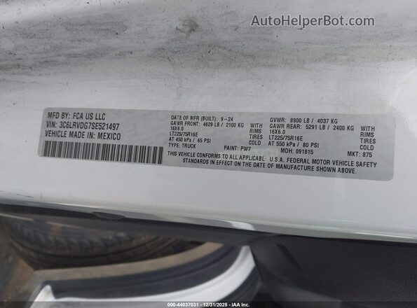 3C6LRVDG7SE521497 2025 RAM PROMASTER 2500 White Вид підкапотного простору