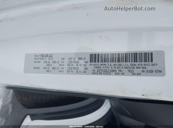 3C6TRVDG5LE103649 2020 RAM PROMASTER 2500 White Engine compartment view