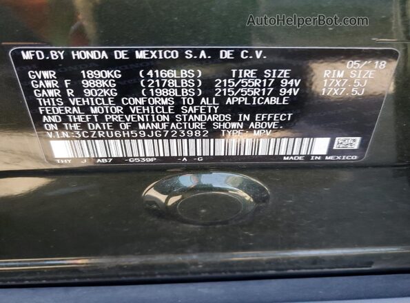3CZRU6H59JG723982 2018 HONDA HR-V Зеленый 