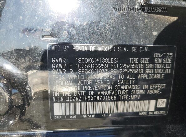 3CZRZ1H5XTM701966 2026 HONDA HR-V Black 
