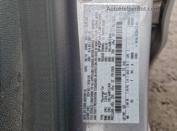 3FADP4AJ1JM143099 2018 FORD FIESTA Silver 