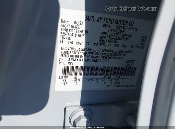 3FMTK1RM0NMA39352 2022 FORD MUSTANG MACH-E Gray Engine compartment view