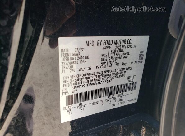 3FMTK1RM6NMA35547 2022 FORD MUSTANG Черный 