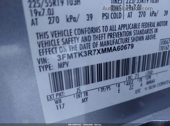 3FMTK3R7XMMA60679 2021 FORD MUSTANG MACH-E PREMI Gray 