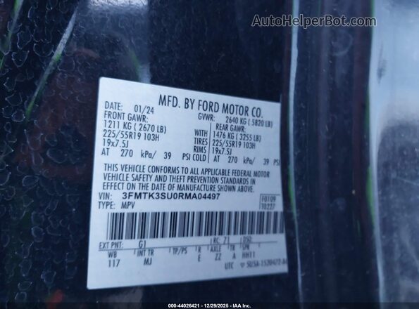 3FMTK3SU0RMA04497 2024 FORD MUSTANG MACH-E PREMI Black Vista del compartimento del motor