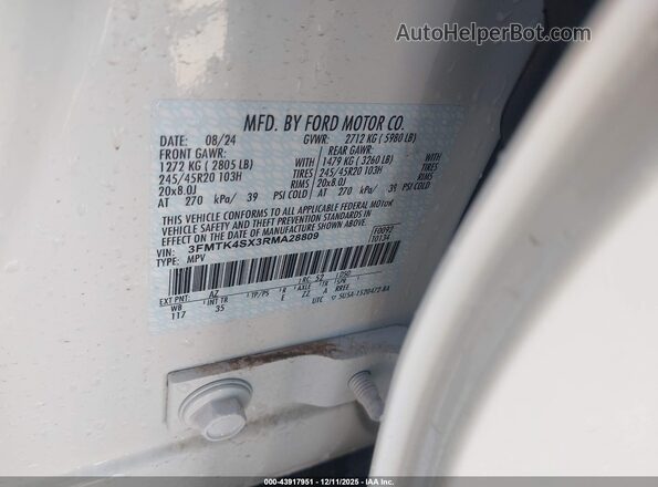 3FMTK4SX3RMA28809 2024 FORD MUSTANG MACH-E White Engine compartment view