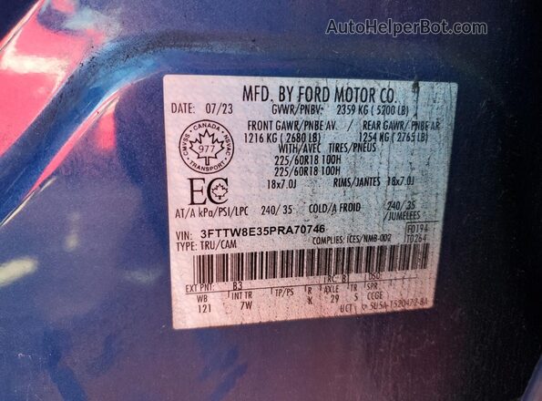 3FTTW8E35PRA70746 2023 FORD MAVERICK Blue Widok komory silnika