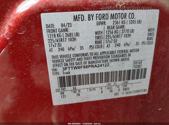 3FTTW8F98PRA24122 2023 FORD MAVERICK Orange Widok komory silnika