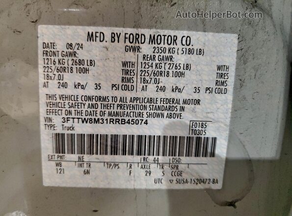 3FTTW8M31RRB45074 2024 FORD MAVERICK Blue VIN sticker view