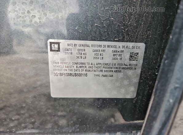 3G1BF6SM8JS600116 2018 CHEVROLET CRUZE Charcoal 