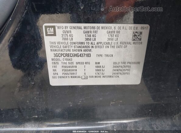 3GCPCREC6HG437103 2017 CHEVROLET SILVERADO Black Vista del compartimento del motor