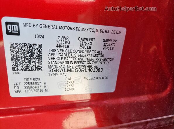 3GKALMEG0RL401383 2024 GMC TERRAIN Red 360 interior view