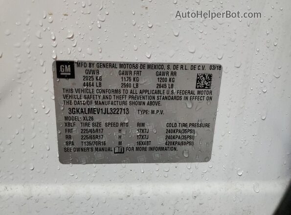 3GKALMEV1JL322713 2018 GMC TERRAIN White 
