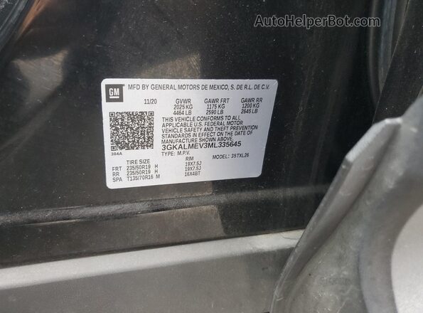3GKALMEV3ML335645 2021 GMC TERRAIN Black Widok naklejki z numerem VIN