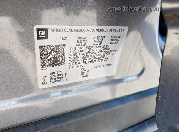3GKALPEV0ML328587 2021 GMC TERRAIN Gray Սալոնի 360 աստիճան տեսք