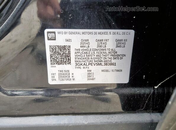 3GKALPEV5ML383861 2021 GMC TERRAIN Black VIN კოდის სტიკერის ხედი