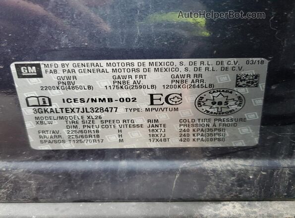 3GKALTEX7JL328477 2018 GMC TERRAIN Blue 