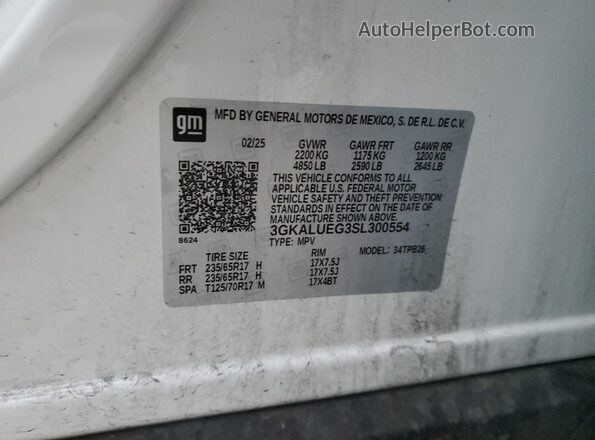 3GKALUEG3SL300554 2025 GMC TERRAIN White Widok wnętrza 360 stopni