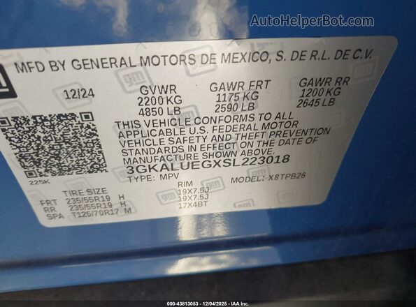 3GKALUEGXSL223018 2025 GMC TERRAIN Blue Շարժիչի բաժամունքի տեսք