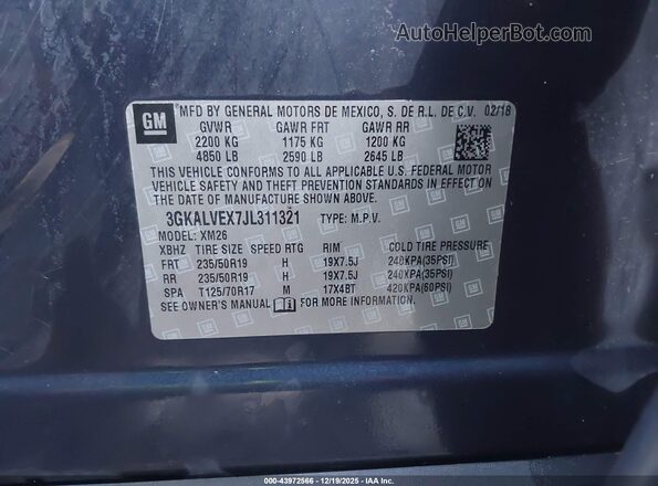 3GKALVEX7JL311321 2018 GMC TERRAIN Black Вид підкапотного простору