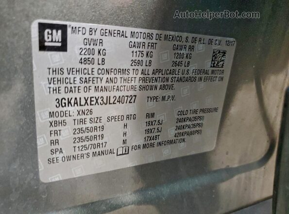 3GKALXEX3JL240727 2018 GMC TERRAIN Charcoal 