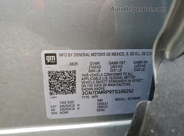 3GN7DMRP9TS106252 2026 CHEVROLET EQUINOX Серый Панорамный вид салона 360°