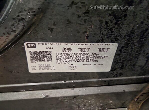 3GNAXTEG0SL143535 2025 CHEVROLET EQUINOX Black Вид наклейки з VIN-кодом