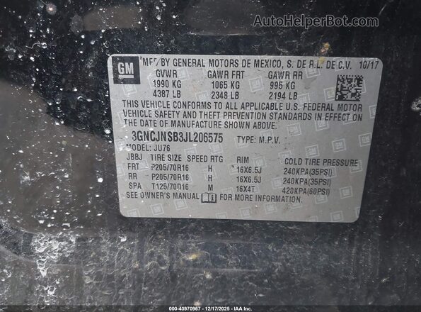 3GNCJNSB3JL206575 2018 CHEVROLET TRAX Black Widok komory silnika