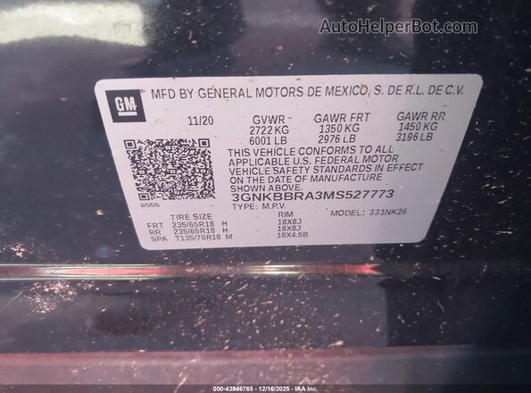 3GNKBBRA3MS527773 2021 CHEVROLET BLAZER Черный 