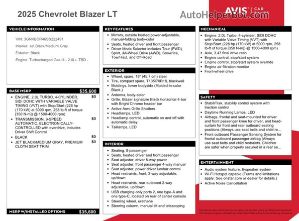 3GNKBCR46SS222491 2025 CHEVROLET BLAZER Black 
