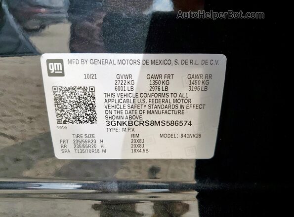 3GNKBCRS8MS586574 2021 CHEVROLET BLAZER Black 