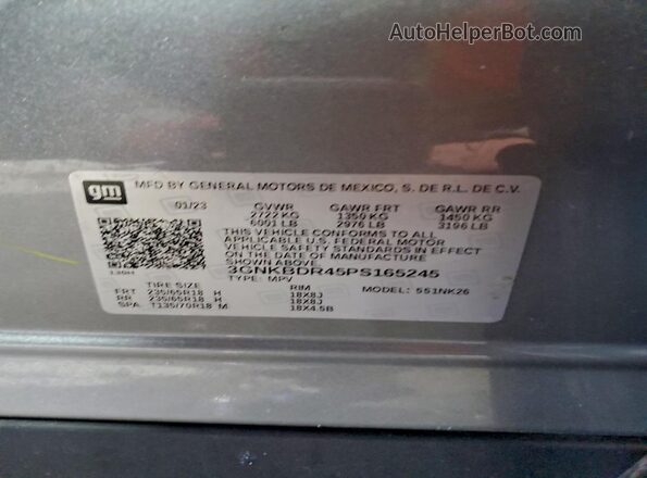 3GNKBDR45PS165245 2023 CHEVROLET BLAZER Gray Widok komory silnika