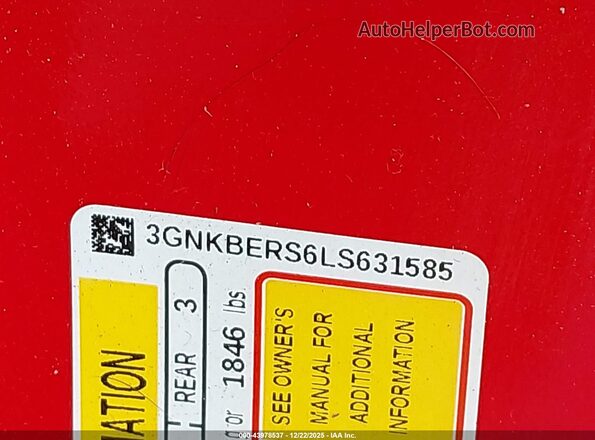 3GNKBERS6LS631585 2020 CHEVROLET BLAZER Красный Вид подкапотного пространства