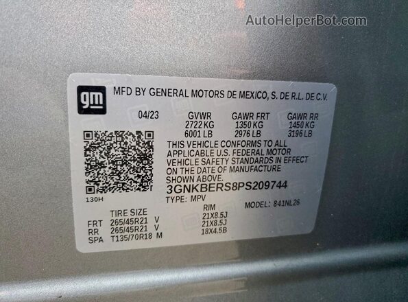 3GNKBERS8PS209744 2023 CHEVROLET BLAZER Silver 